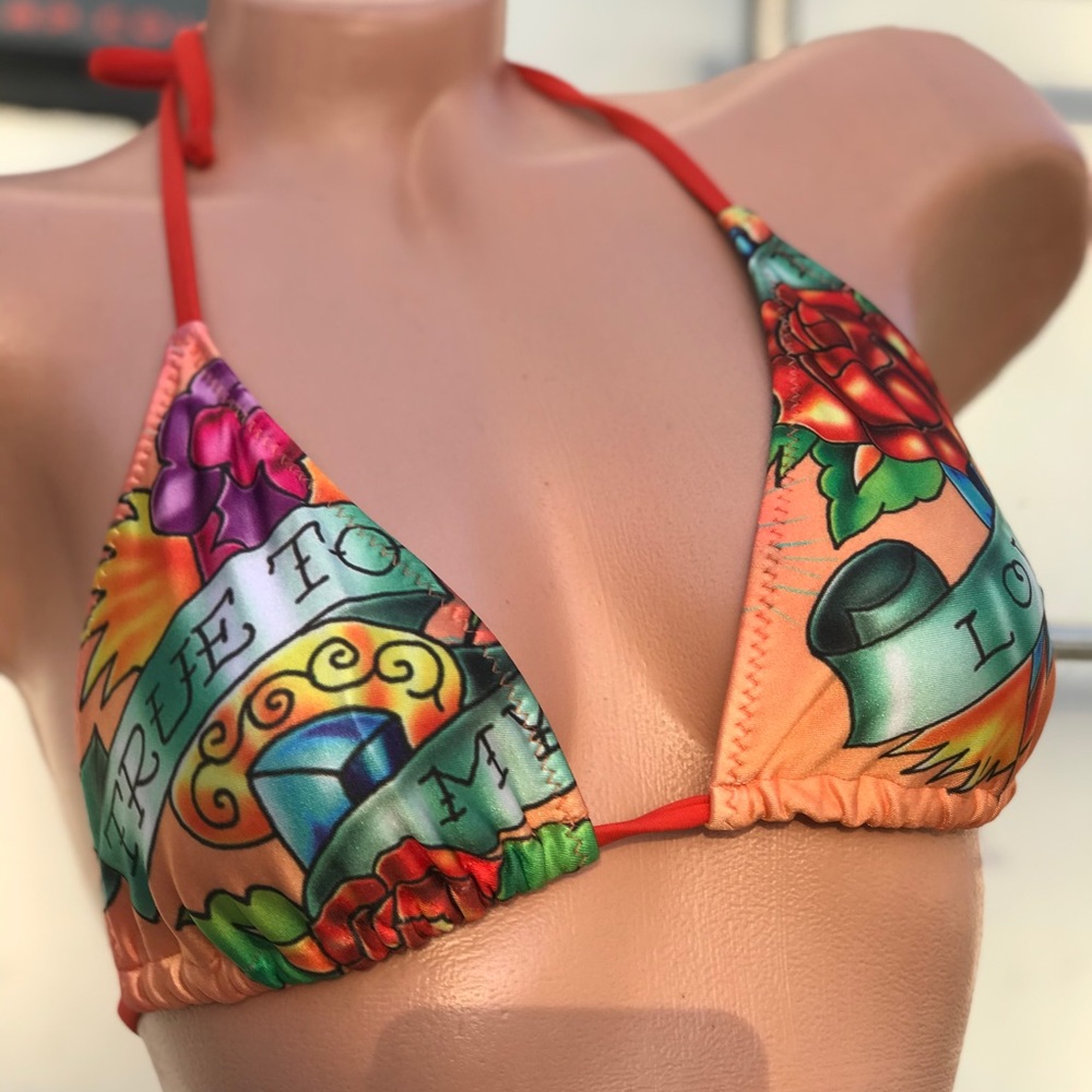 Ed hardy free to love orange bikini Y2K vintage - Picture 9 of 10